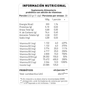 PROBIOTICOS + COMPLEJO B NUP! 30 CAPSULAS