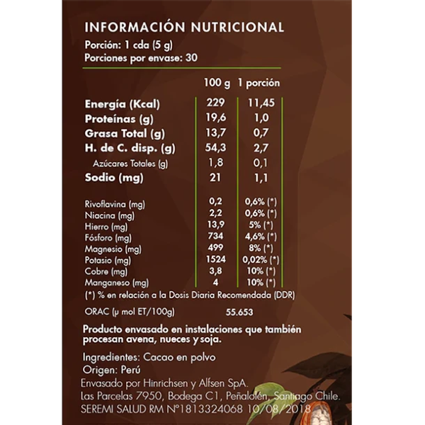 CACAO EN POLVO ORGÁNICO, BROTA - 150 ml