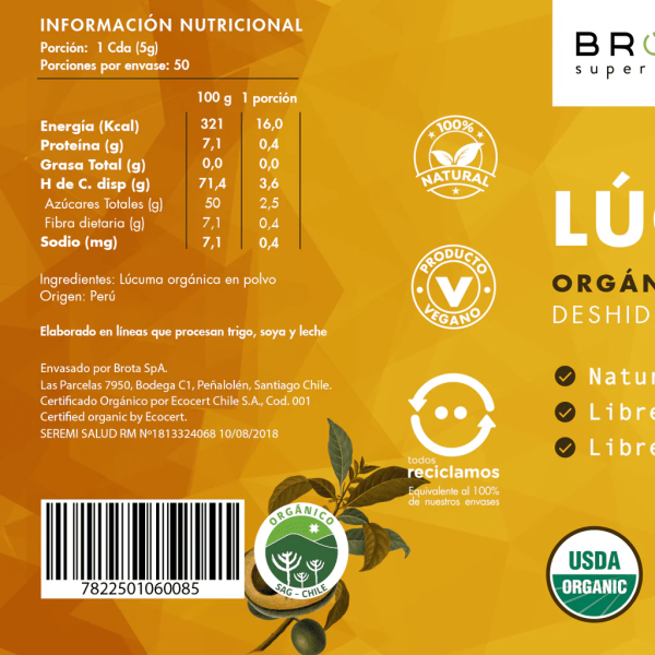 LÚCUMA EN POLVO BROTA - 250 g