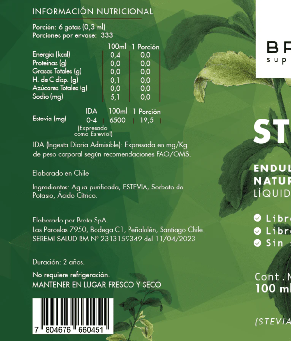 STEVIA LÍQUIDA, BROTA 100 ml