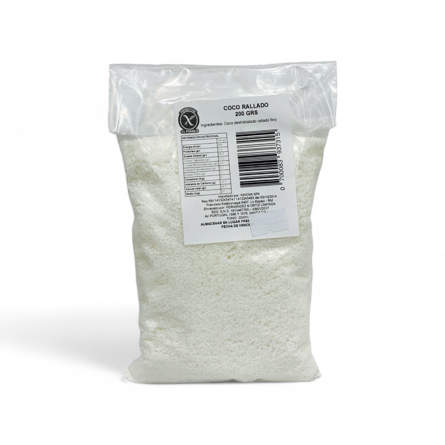 COCO RALLADO SIN GLUTEN, EL PUEBLO 200 G