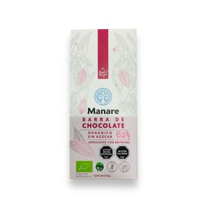 CHOCOLATE ORGANICO SIN AZUCAR 62% CACAO MANARE 100 G