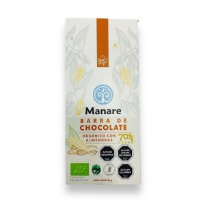 CHOCOLATE ORGANICO 70% CACAO ALMENDRA MANARE 100 G