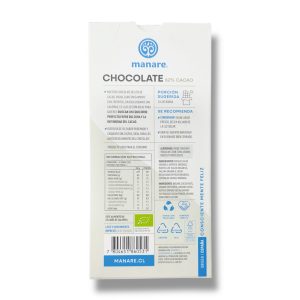 CHOCOLATE ORGÁNICO 62% CACAO, MANARE 100 g