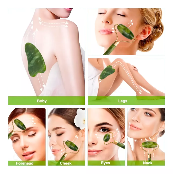 RODILLO FACIAL DE JADE + PIEDRA GUASHA