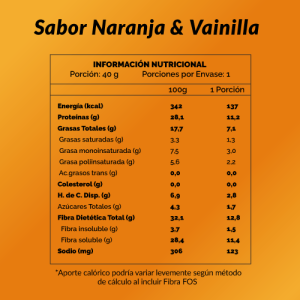 BARRA KETO NARANJA VAINILLA GRANOLIN 40g