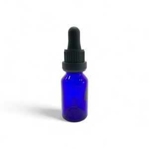 GOTARIO VIDRIO AZÚL  + PIPETA NEGRA CON PRECINTO – 15 ml (E43)