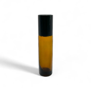 ROLL ON VIDRIO AMBAR + BOLITA DE ACERO Y TAPA NEGRA – 10 ml (E1)