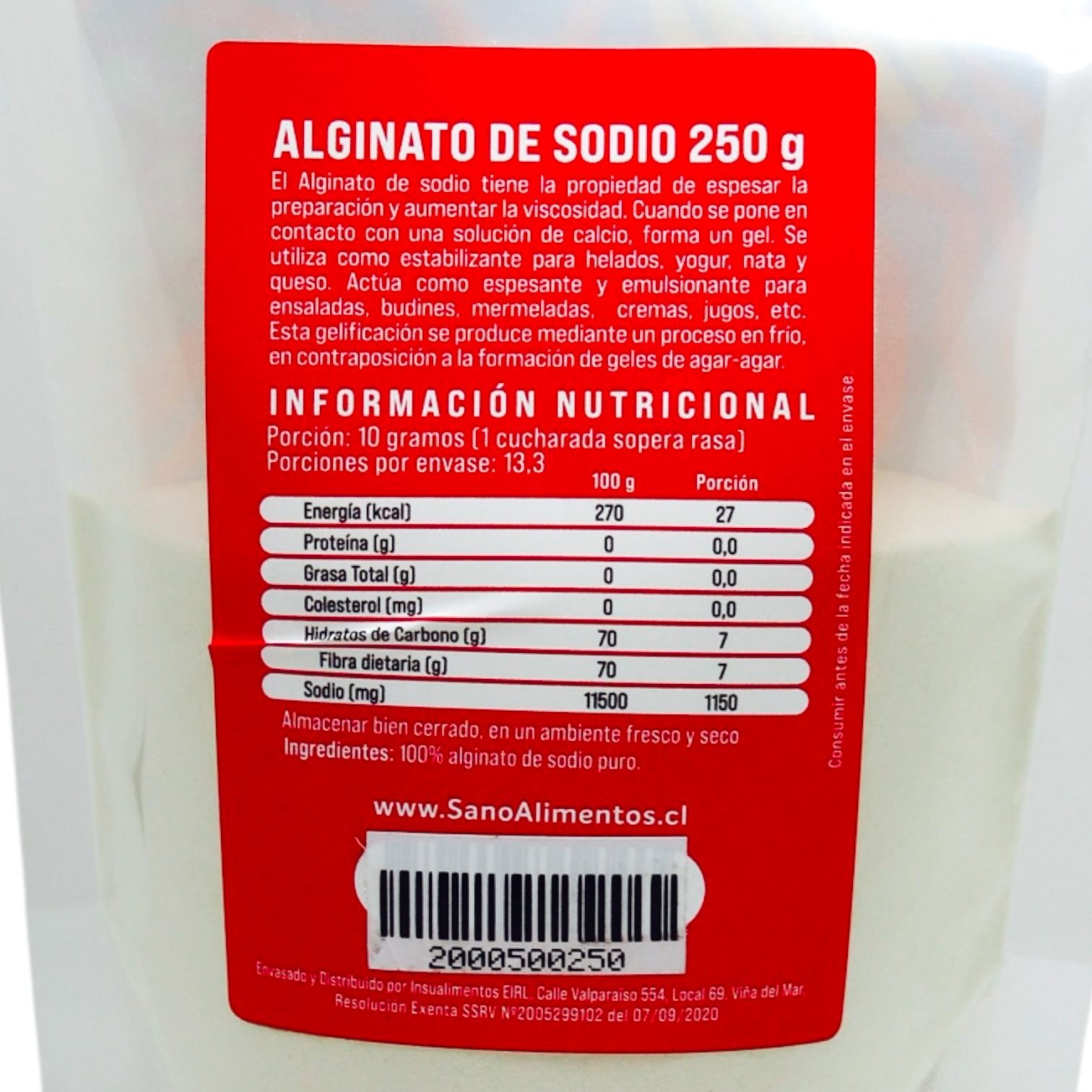 ALGINATO DE SODIO - 250 g ALGINATO DE SODIO - 250 g
