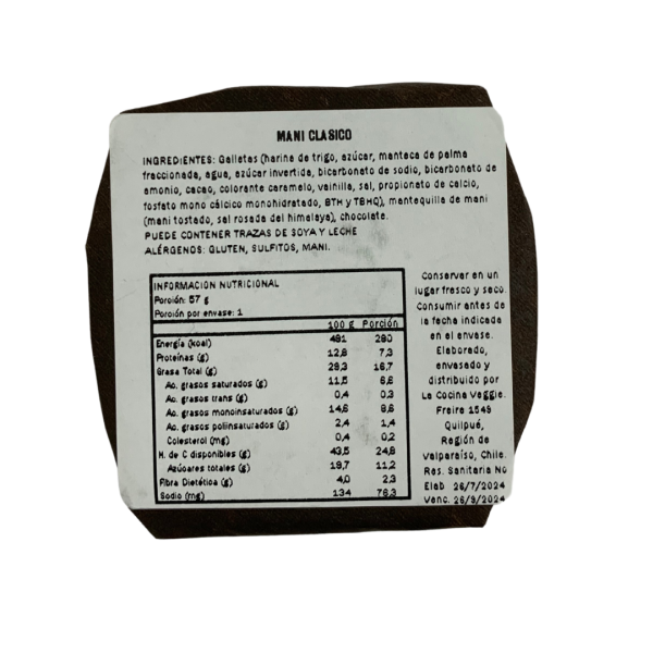 ALFAJOR MANÍ CLÁSICO VEGANO, COCINA VEGGIE 57 g