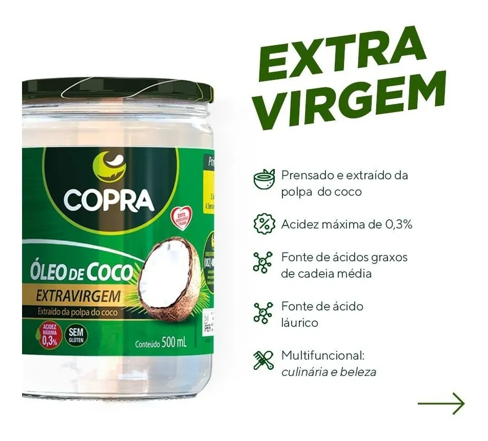 ACEITE DE COCO EXTRA VIRGEN ORGÁNICO COPRA - 500 ml ACEITE DE COCO EXTRA VIRGEN ORGÁNICO COPRA - 500 ml