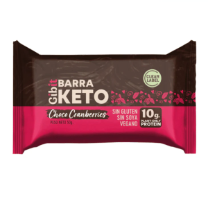 BARRA KETO CHOCO CRANBERRIES GIBIT 45 G