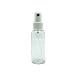 BOTELLA REDONDA TRANSP. CON SPRAY BLANCO (E182)  – 50 ml
