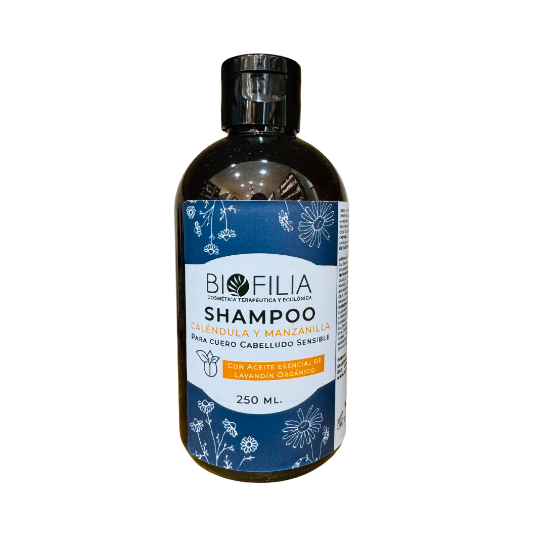 SHAMPOO CALÉNDULA Y MANZANILLA, BIOFILIA 250 ml