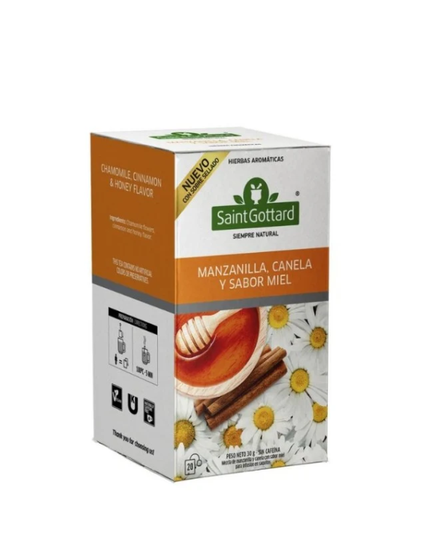 INFUSIÓN MANZANILLA CANELA MIEL, SAINT GOTTARD 20 BOLSITAS