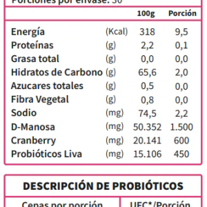 D – MANOSA + CRANBERRIES + PROBIOTICOS ORTOMOLECULAR 30 CAPSULAS