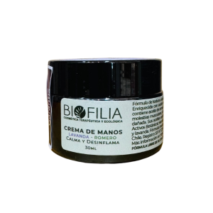 CREMA DE MANOS LAVANDA ROMERO, BIOFILIA 30 ml