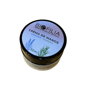 CREMA DE MANOS LAVANDA ROMERO, BIOFILIA 30 ml