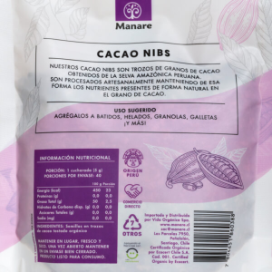 CACAO NIBS ORGÁNICO, MANARE – 200 g