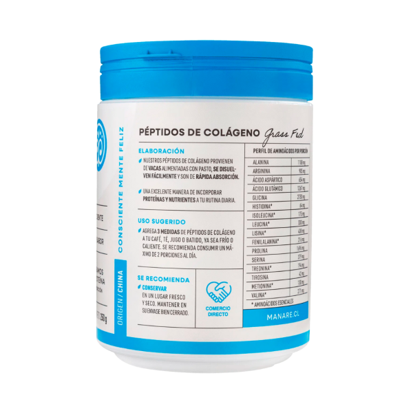 PÉPTIDOS DE COLÁGENO HIDROLIZADO, MANARE 250 g