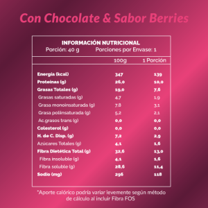 BARRA KETO CHOCO BERRIES GRANOLIN 40g