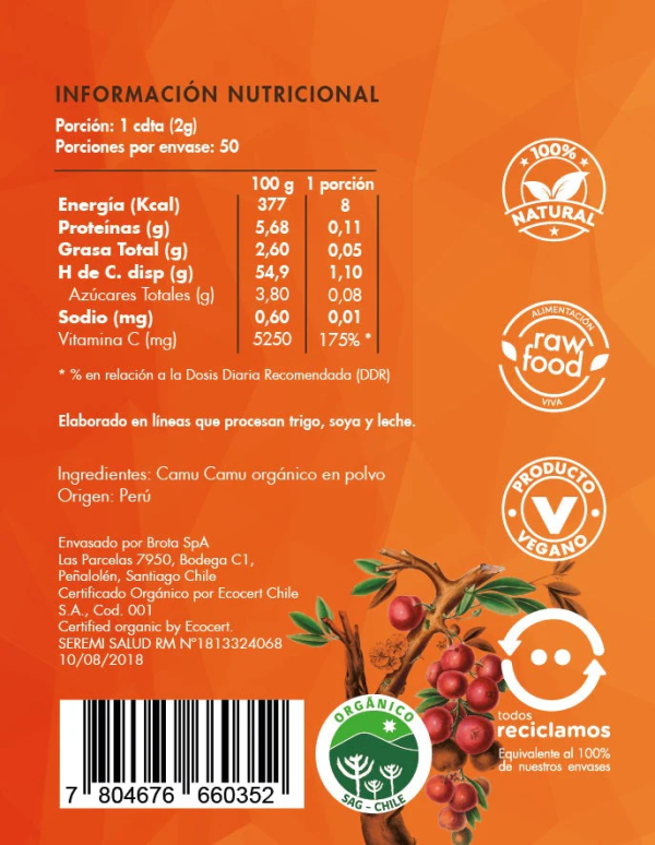 CAMU CAMU ORGÁNICO, BROTA 100 g