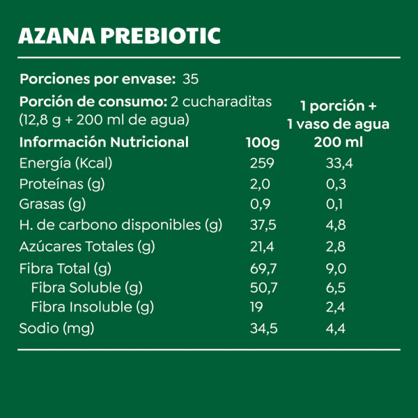 AZANA PREBIOTIC FIBRA 100% NATURAL 225 g