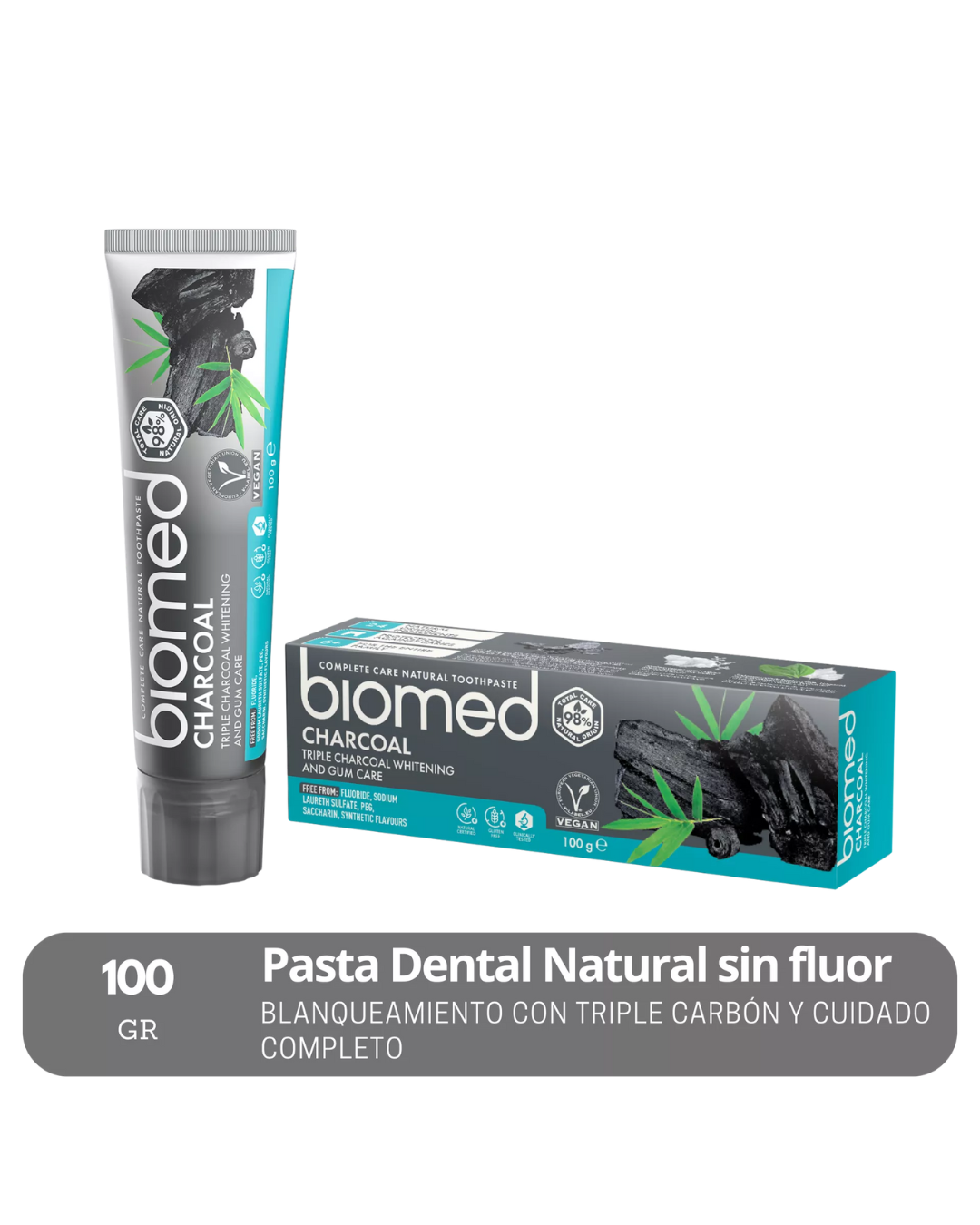 PASTA DENTAL S/FLUOR BLANQUEADORA BIOMED CHARCOAL 100 g PASTA DENTAL S/FLUOR BLANQUEADORA BIOMED CHARCOAL 100 g