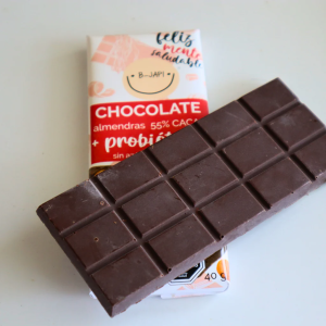 CHOCOLATE 55% CACAO CON ALMENDRAS VEGANO SIN AZUCAR B-JAPI