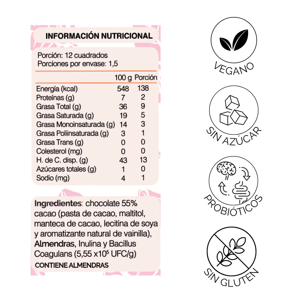 CHOCOLATE 55% CACAO CON ALMENDRAS VEGANO SIN AZUCAR B-JAPI CHOCOLATE 55% CACAO CON ALMENDRAS VEGANO SIN AZUCAR B-JAPI