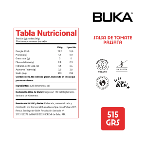 PASSATA DE PURE TOMATES BUKA 515 g