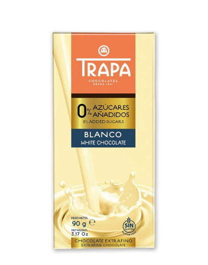 CHOCOLATE TRAPA BLANCO SIN AZÚCAR SIN GLUTEN 90 g