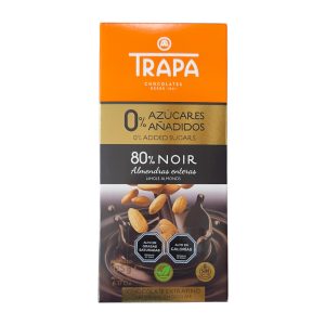 CHOCOLATE TRAPA 80% CACAO ALMENDRAS ENTERAS 175 g