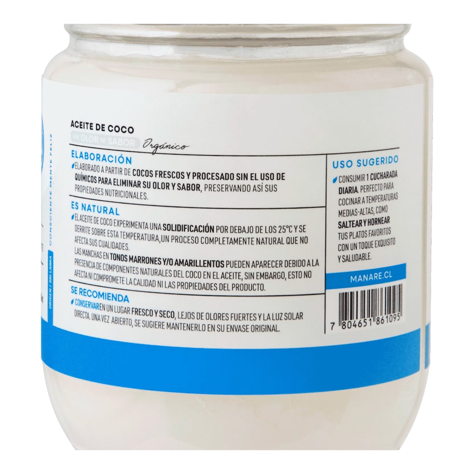 ACEITE DE COCO SIN SABOR SIN OLOR MANARE 200 ML ACEITE DE COCO SIN SABOR SIN OLOR MANARE 200 ML