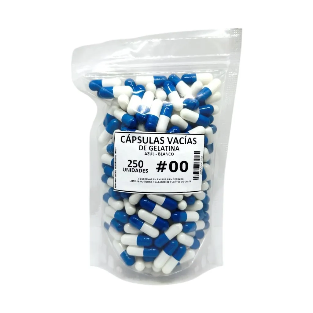 CÁPSULAS GELATINA VACÍAS #00 (AZÚL - BLANCO) - 250 un CÁPSULAS GELATINA VACÍAS #00 (AZÚL - BLANCO) - 250 un