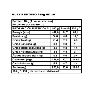 HUEVO ENTERO EN POLVO HD10 – 250 g