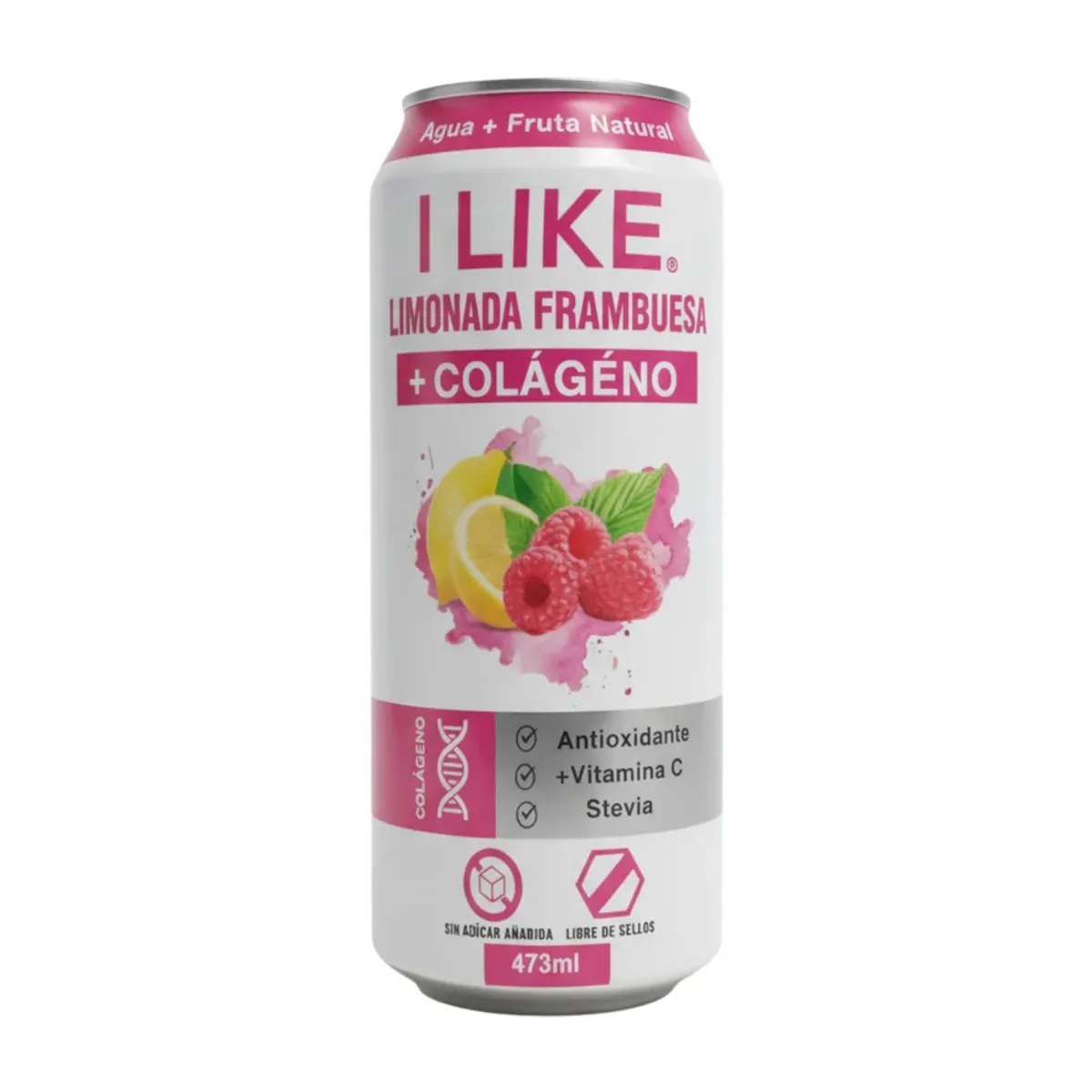 JUGO NATURAL LIMONADA FRAMBUESA + COLÁGENO LATA 473cc