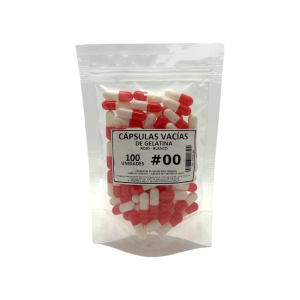 CÁPSULAS GELATINA VACÍAS #00 (ROJO-BLANCO) – 100 un
