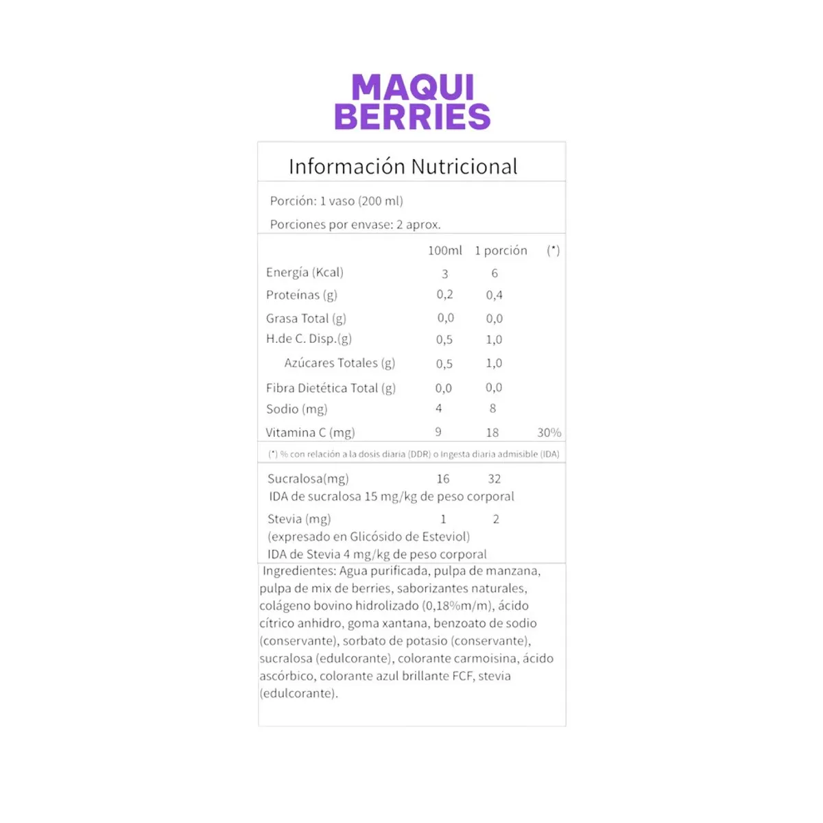 JUGO NATURAL MAQUI BERRIES + COLÁGENO LATA 473cc JUGO NATURAL MAQUI BERRIES + COLÁGENO LATA 473cc