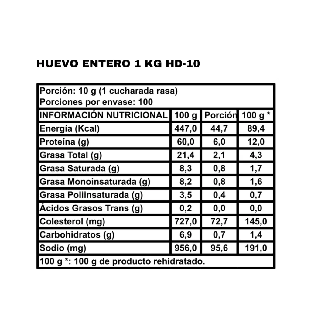 HUEVO ENTERO EN POLVO HD10 - 1 Kg HUEVO ENTERO EN POLVO HD10 - 1 Kg